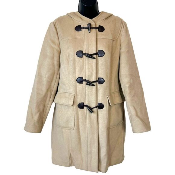 Ann Taylor Loft Camel Wool Toggle Coat with Hood - Picture 1 of 16